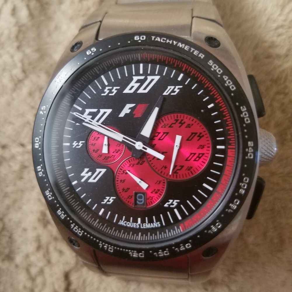 Jacques LeMans F1 chrono. mens watch